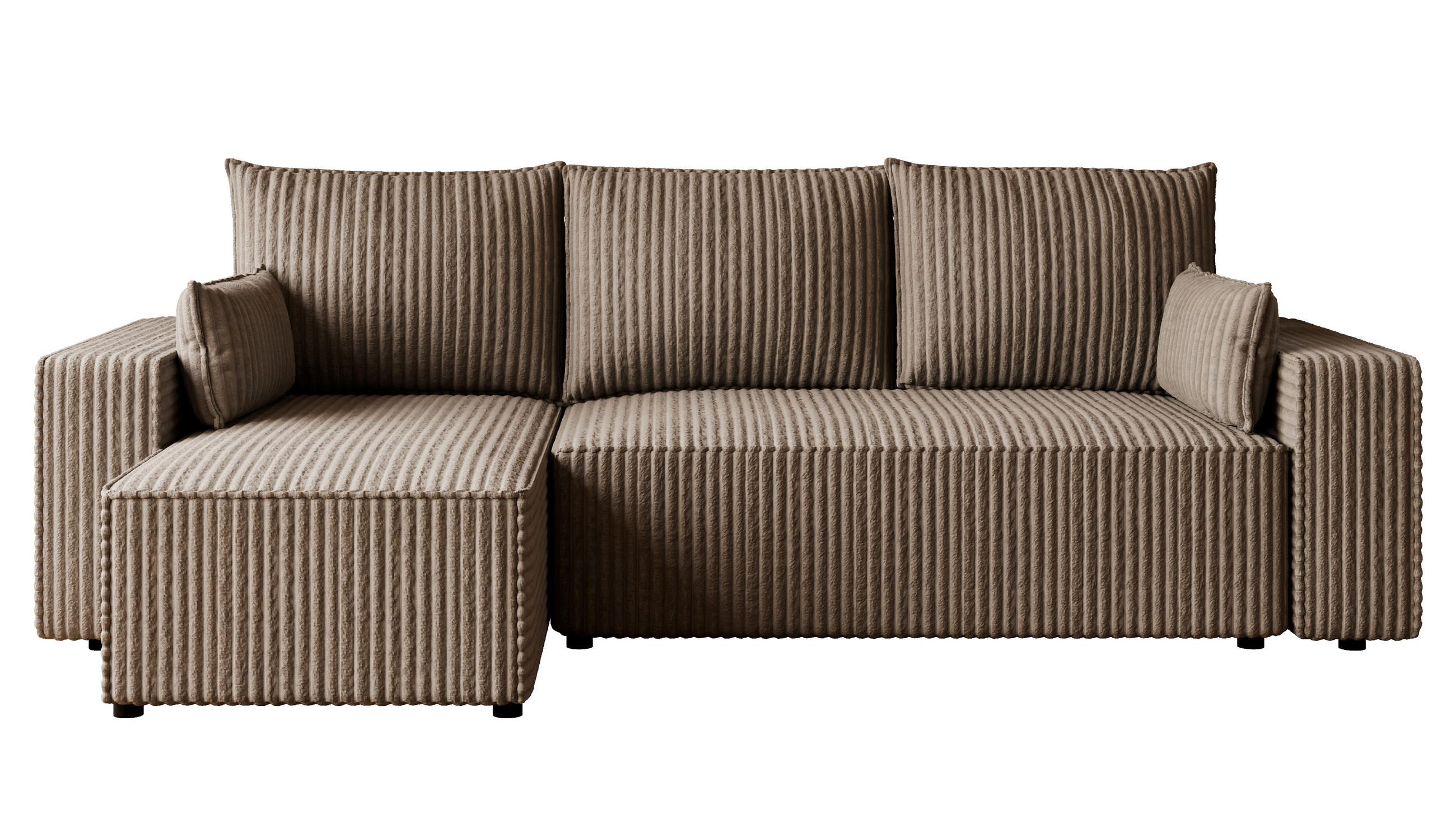 ECKSOFA Tobi mit Bettkasten und Schlaffunktion, L-Form, Cordstoff, Universal - Taupe, Holzwerkstoff (246/145cm) - 4ALL HOME
