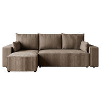ECKSOFA Tobi mit Bettkasten und Schlaffunktion, L-Form, Cordstoff, Universal - Taupe, Holzwerkstoff (246/145cm) - 4ALL HOME