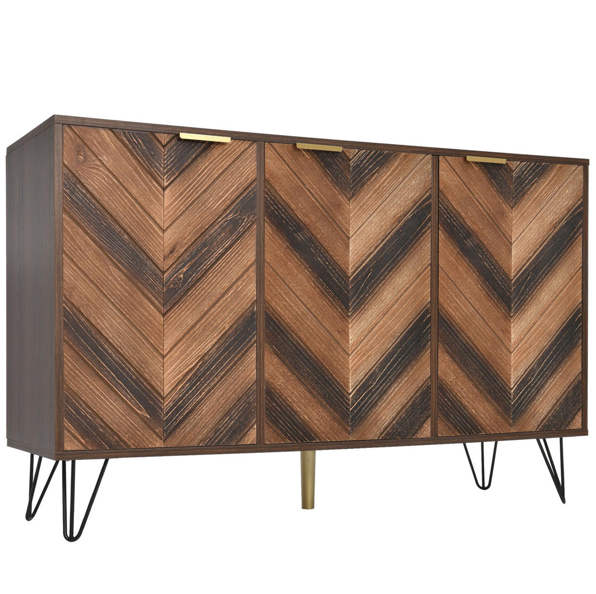 SIDEBOARD 120/38/76,5 cm Natur/Schwarz aus Holzwerkstoff mit 3 Türen - Naturfarben, Holzwerkstoff (120/76.5/38cm) - OKWISH