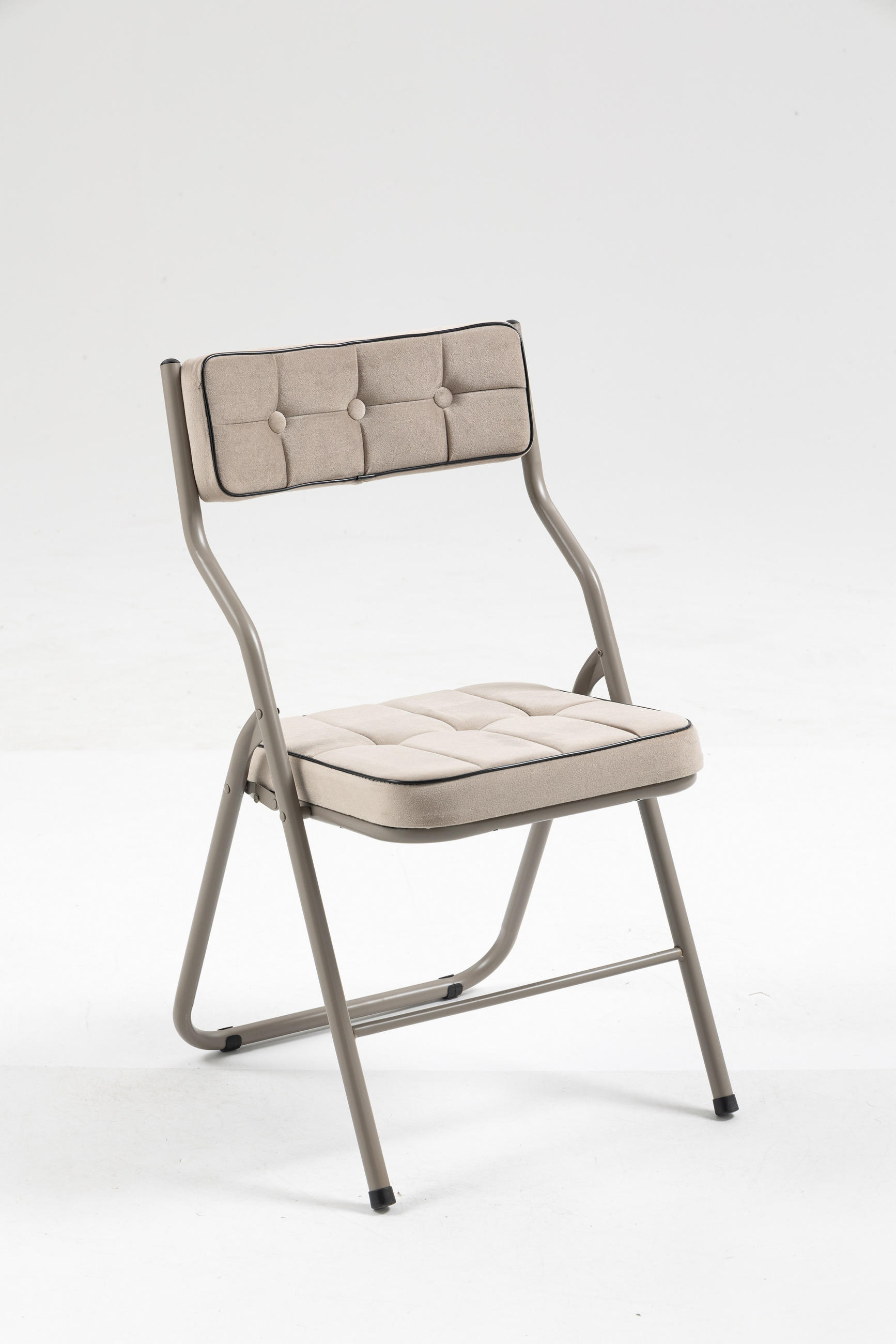 KLAPPSTUHL DE-36266 2er-Set mit gepolstertem Sitz Khaki - Sandfarben, Metall (47/80/46cm) - ComfortXL