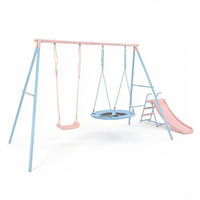 SCHAUKELGESTELL mit Kinderschauke, 330x136x180 cm - Rosa, Metall (330/180cm)
