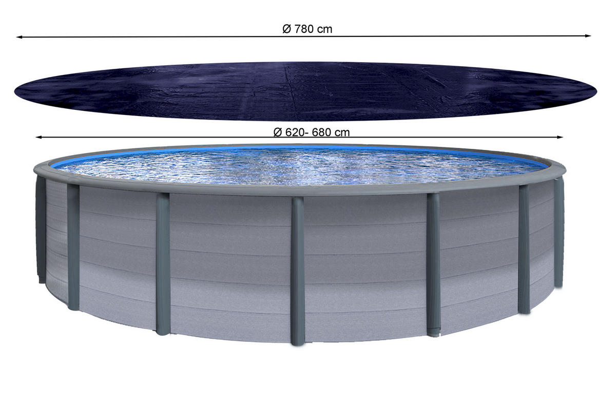 POOLABDECKUNG Rund Planenmaß Ø 780 cm für Pool 680-720 cm Solar Schwarz - Schwarz, Kunststoff (780/780cm) - QUICK STAR