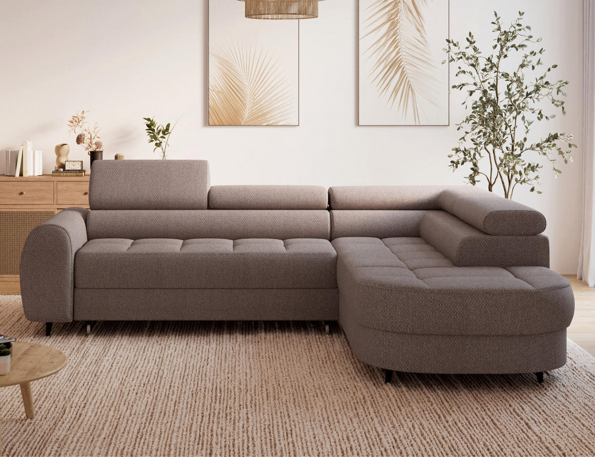 ECKSOFA Vesteria mit Schlaffunktion und Bettkasten – Modernes Design, verstellbare Kopfstützen und hoher Sitzkomfort - Braun, Kunststoff (279/72cm) - Wohnideebilder