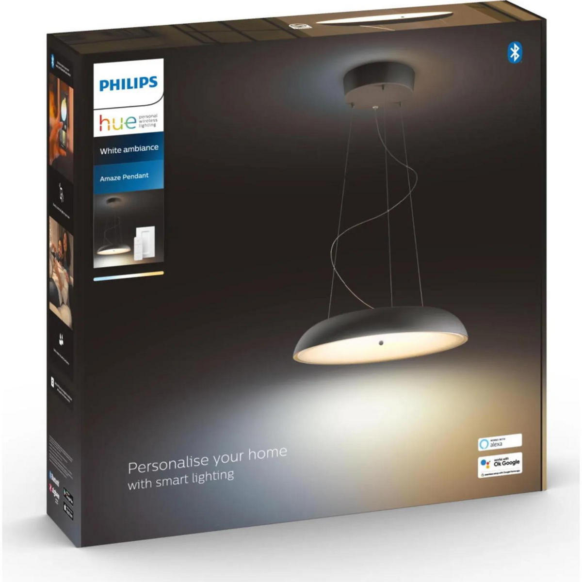 PENDELLEUCHTE Amaze Schwarz - Schwarz, Kunststoff (21.7/21.7/13.1cm) - Philips HUE
