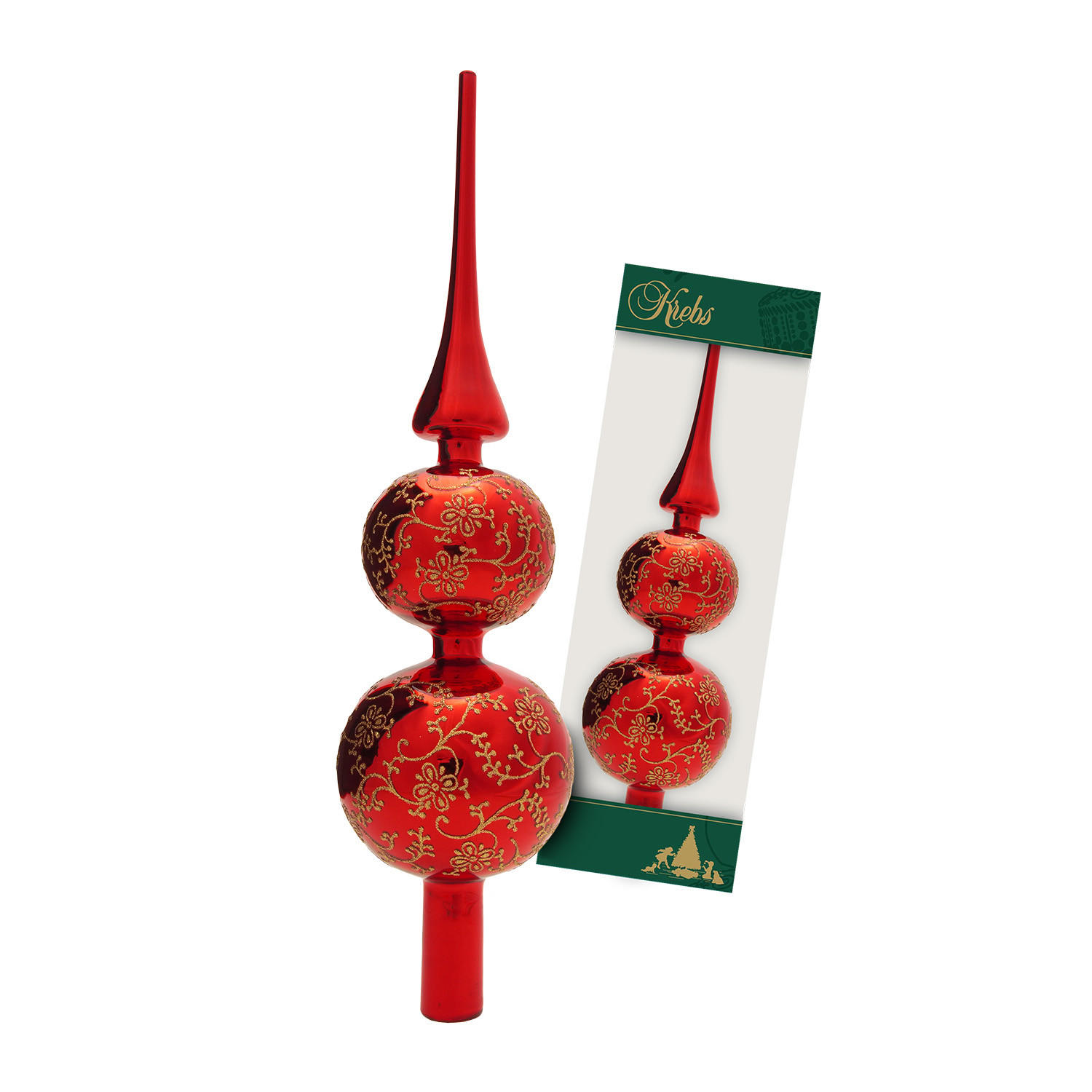 Krebs Glas Lauscha Baumspitze Rot 33 cm