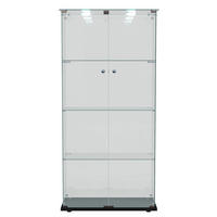 VITRINENSCHRANK mit 2 Glastüren und LED-Beleuchtung, Glasvitrine 78/35/155 cm Schwarz - Schwarz, Glas/Holz (35/155/78.5cm) - PARAFTA HOME