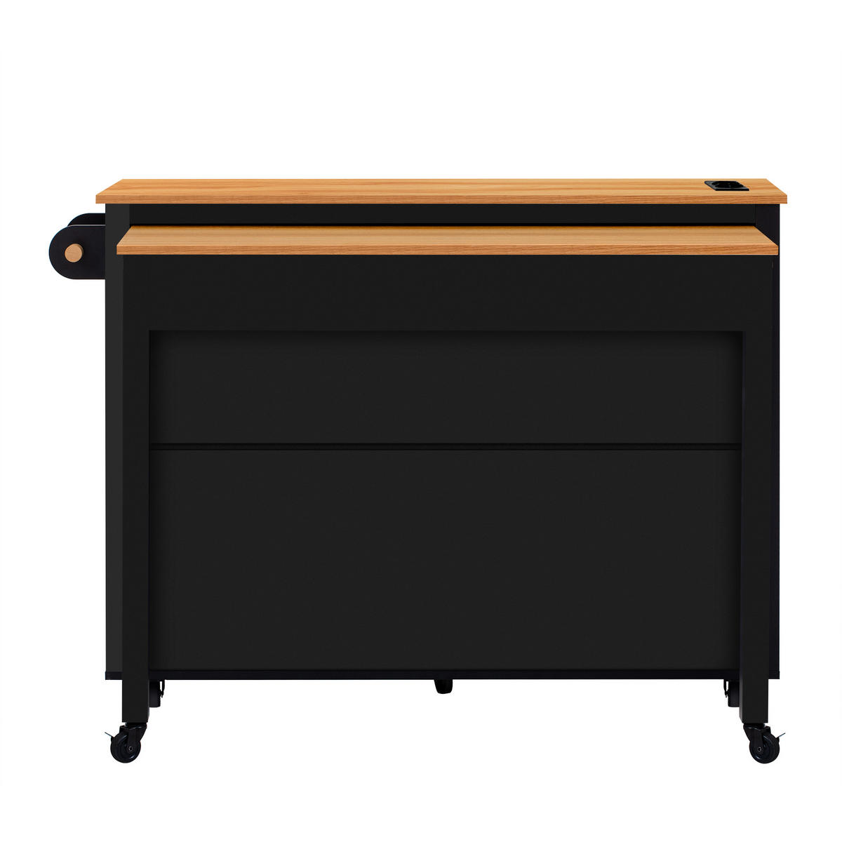 KÜCHENINSEL DE-41118 120/40-75/92 cm mit Ladestation Schwarz - Schwarz, Holzwerkstoff (120/92/40cm) - ComfortXL