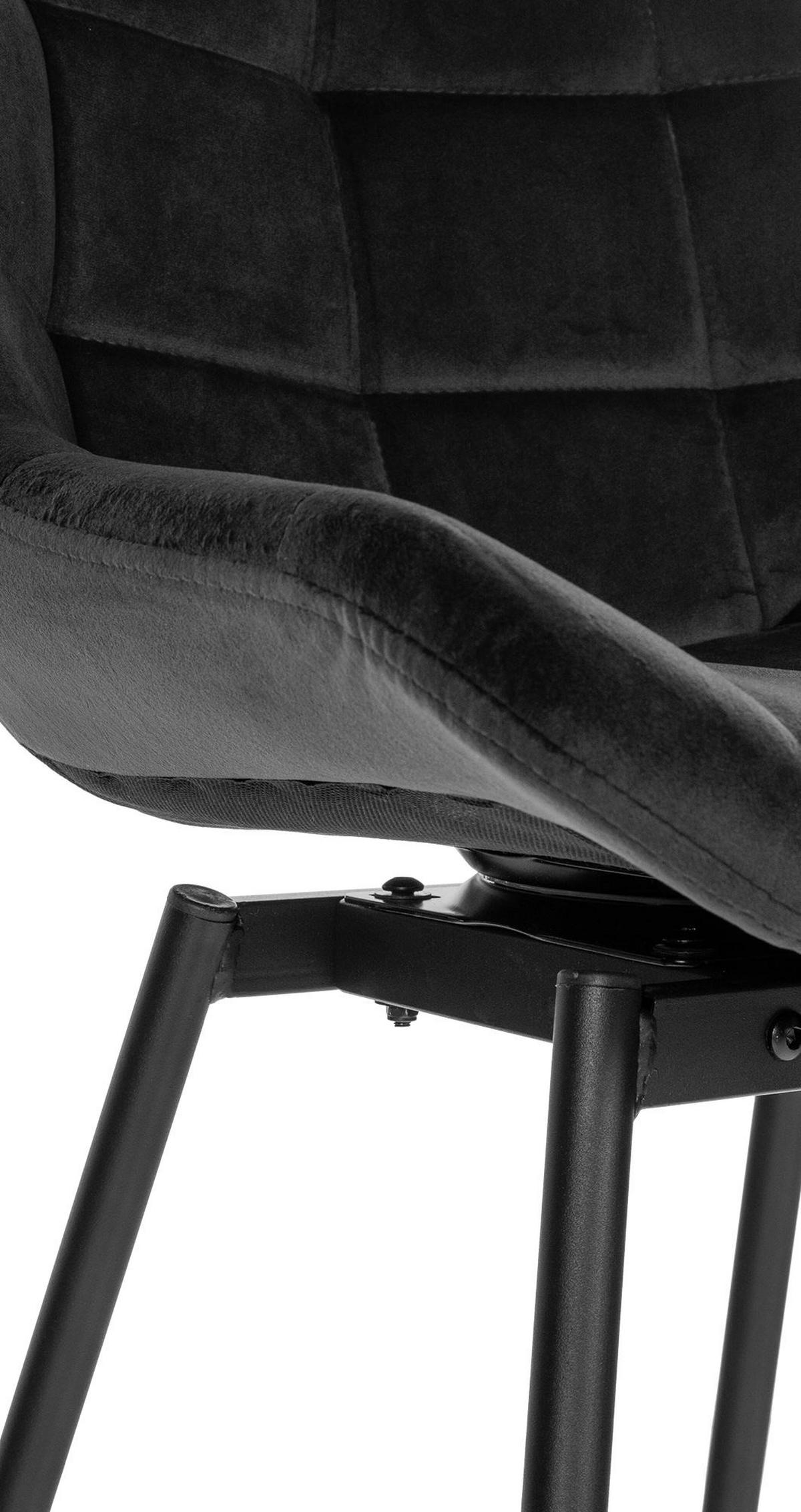 BARHOCKER Visen Samt Schwarz - Schwarz, Textil (49/105/56cm) - DELUKE