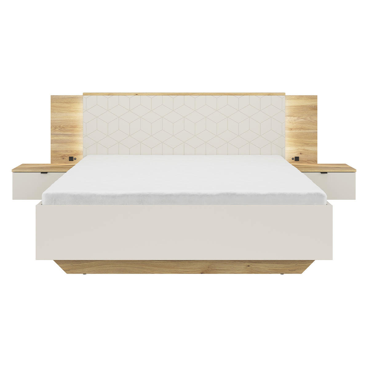 BETT 160/200 Naya Kaschmir und Eichenholz-Optik - Kaschmir, Holzwerkstoff (160/200cm) - Petits-meubles