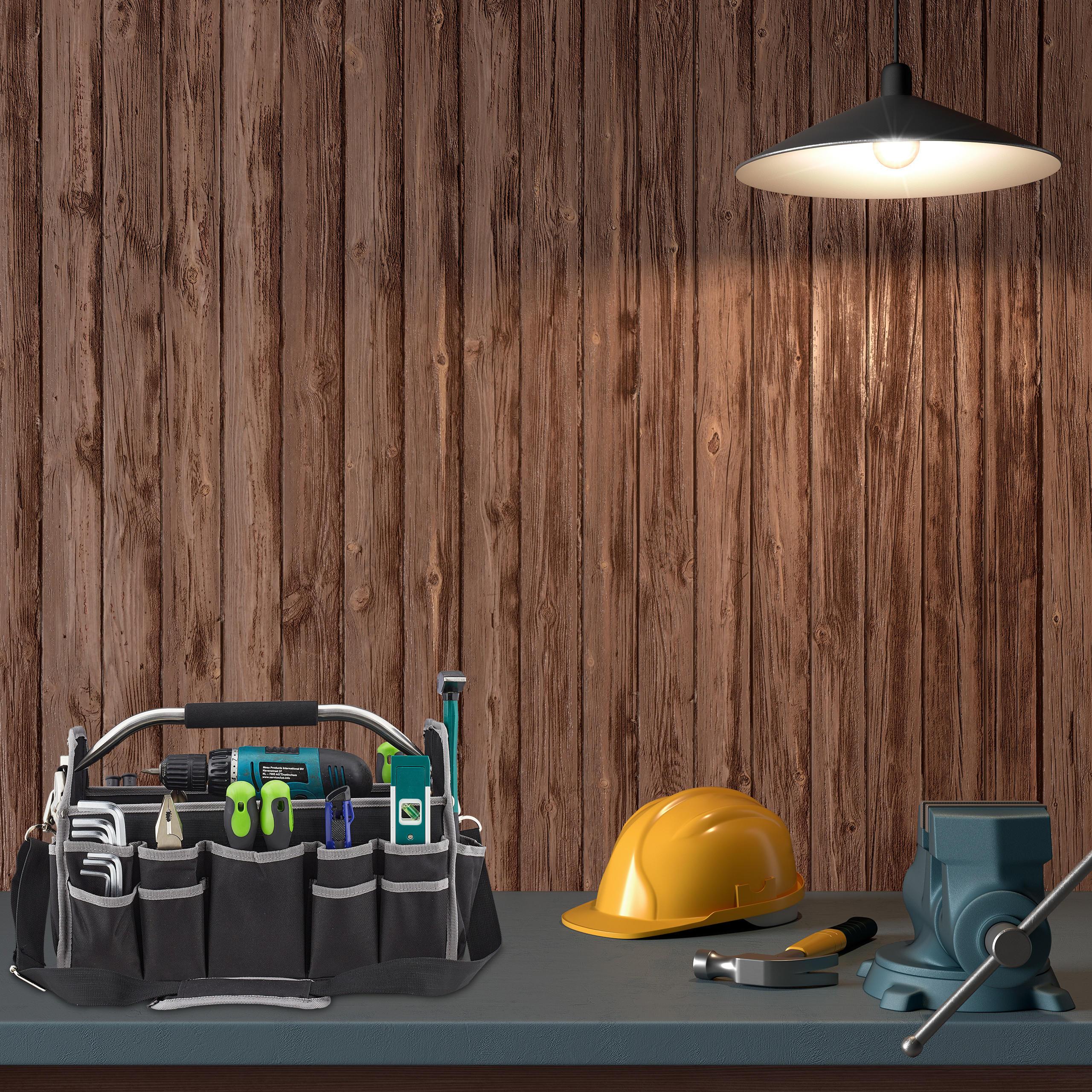 WERKZEUGTASCHE - Schwarz, Textil/Metall (42/30/23cm) - Relaxdays