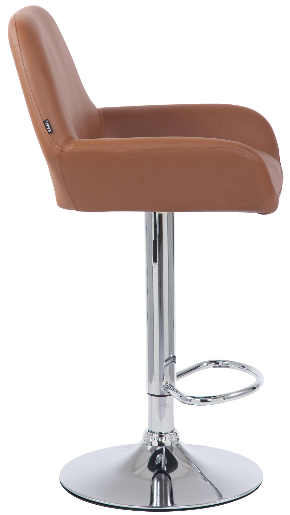BARHOCKER 2er Set Lederlook hellbraun - Hellbraun/Chromfarben, Textil/Metall (51/89/52cm) - CLP