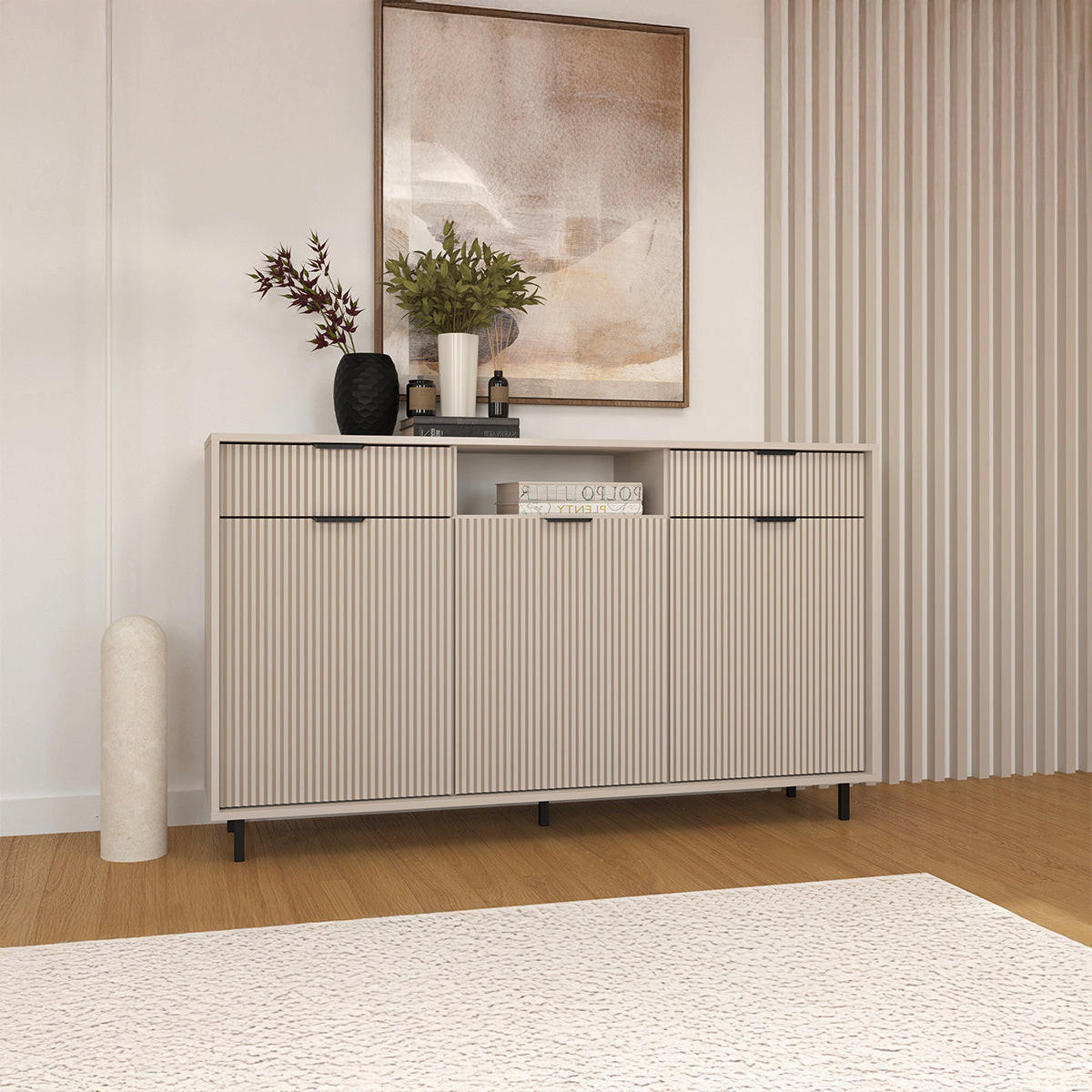 SIDEBOARD Soly Kaschmir - Beige, Holzwerkstoff (153.4/89.7/40.3cm) - Petits-meubles