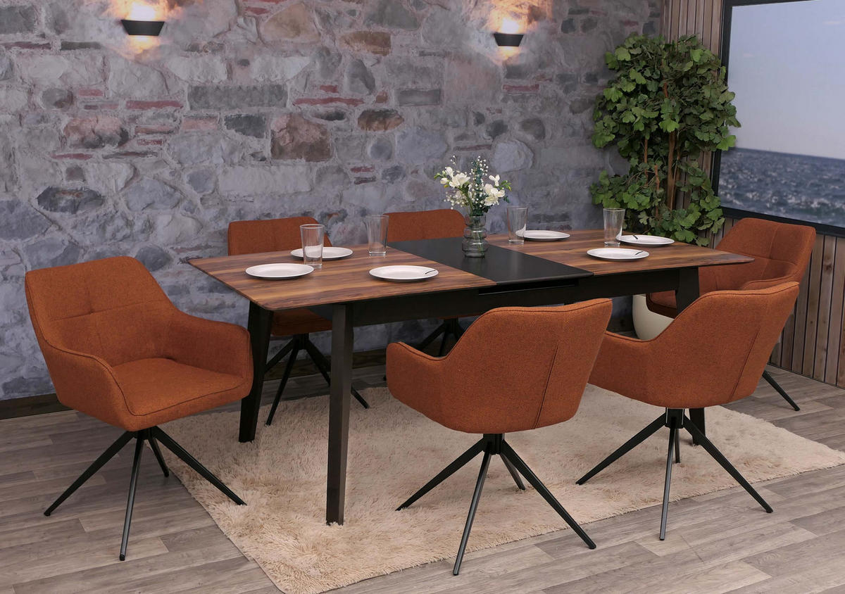 JÍDELNÍ ŽIDLE Černá, oranžová, sada 6 kusů - černá/pomerančová, textil (53/80/59cm) - MCW