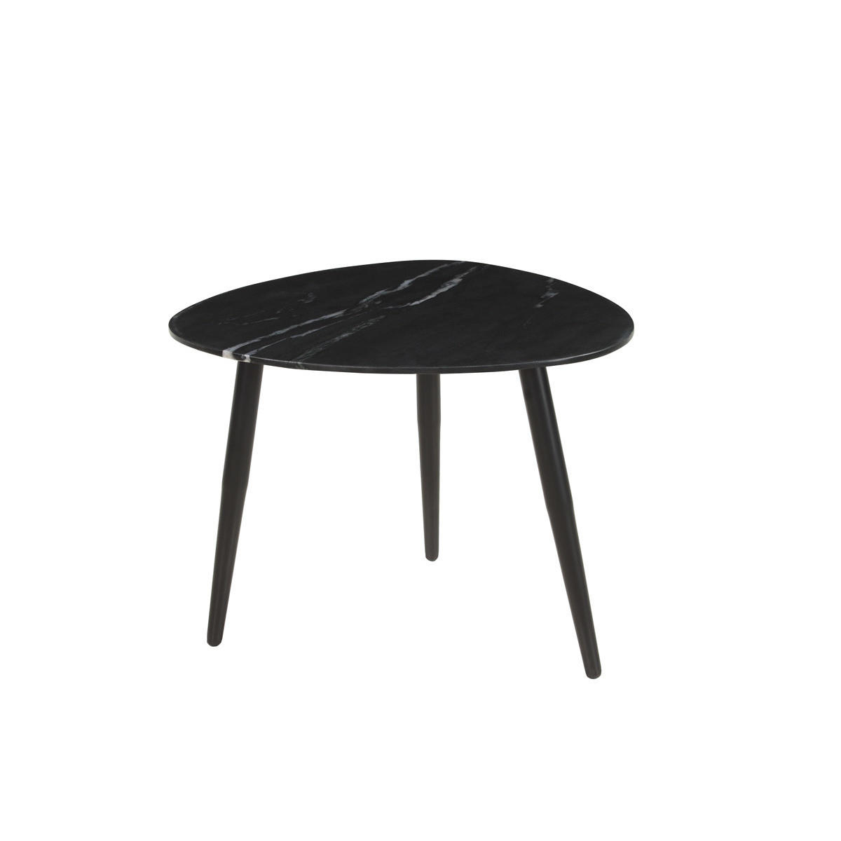 COUCHTISCHE Oval Ausziehbar Schwarzer Marmor Metall 2er-Set PLATZ - Schwarz, Stein (72/67/45cm) - Miliboo