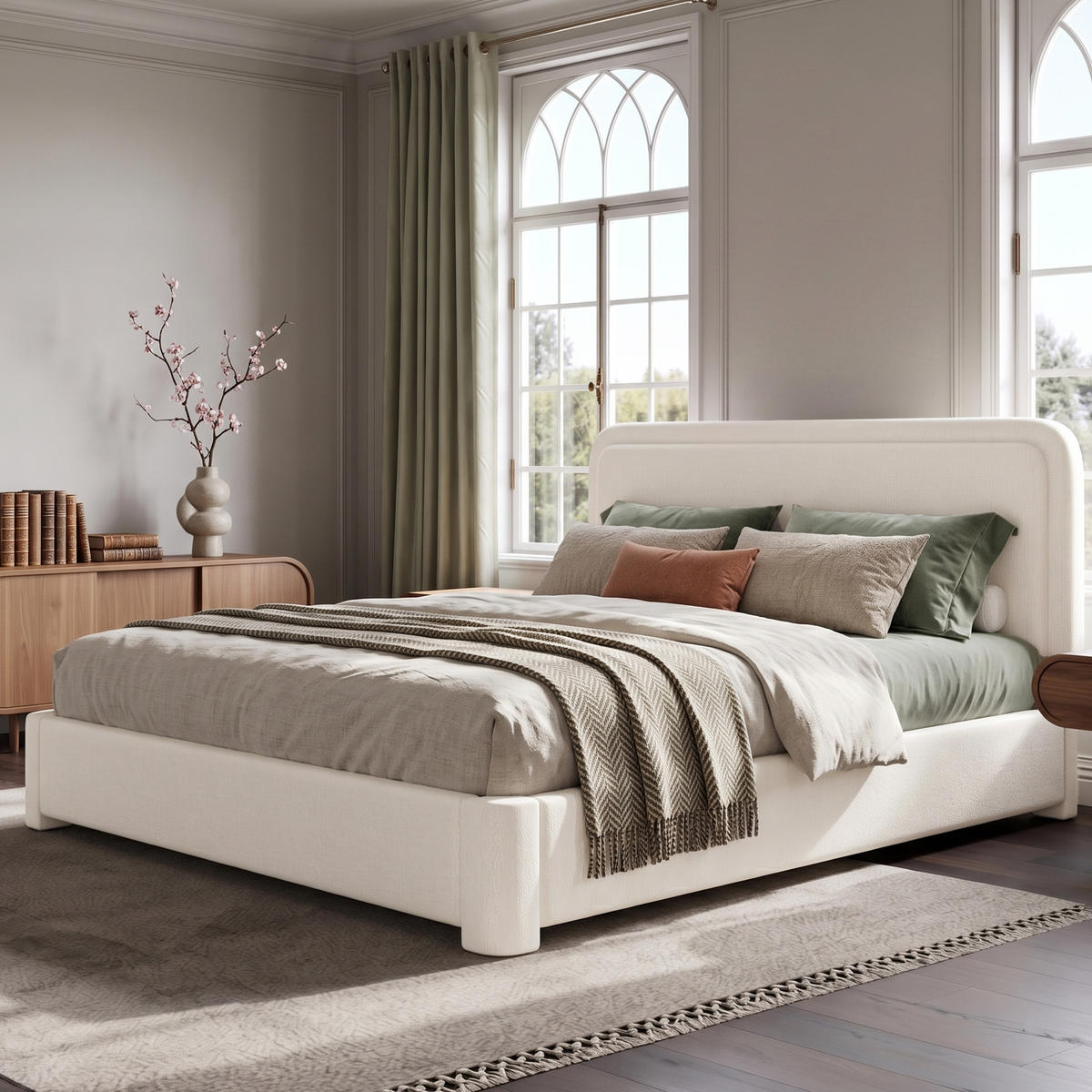 POLSTERBETT 160x200 cm Weiß Bouclé mit Stauraum - Weiß, Textil (160/200cm) - FLIEKS