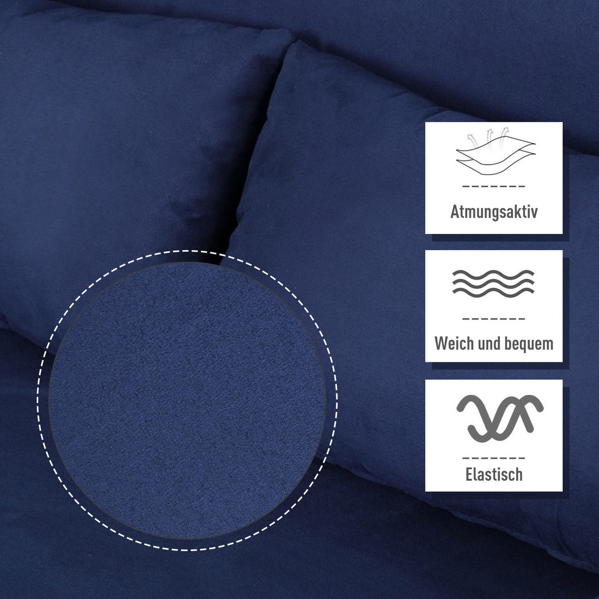 2-SITZER Sofa mit Schlaffunktion, Schlafsofa mit Verstellbarer Rückenlehne, Blau - Blau, Kunststoff/Metall (80/78/111cm) - HOMCOM
