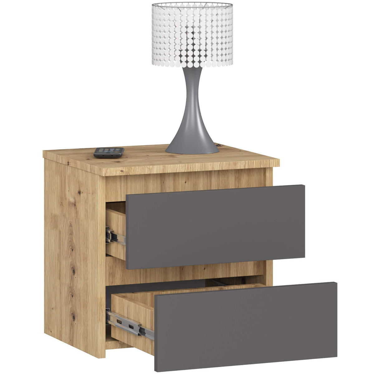 NACHTSCHRANK CL2, Artisan-Grau, 40x35x40 cm - Eiche Artisan/Grau, Holz (40/40/35cm) - Milordbikes