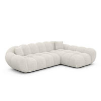 ECKSOFA Liva Weiß Bouclé L-Form Rechts - Weiß, Textil (160/265cm) - VAROYAL