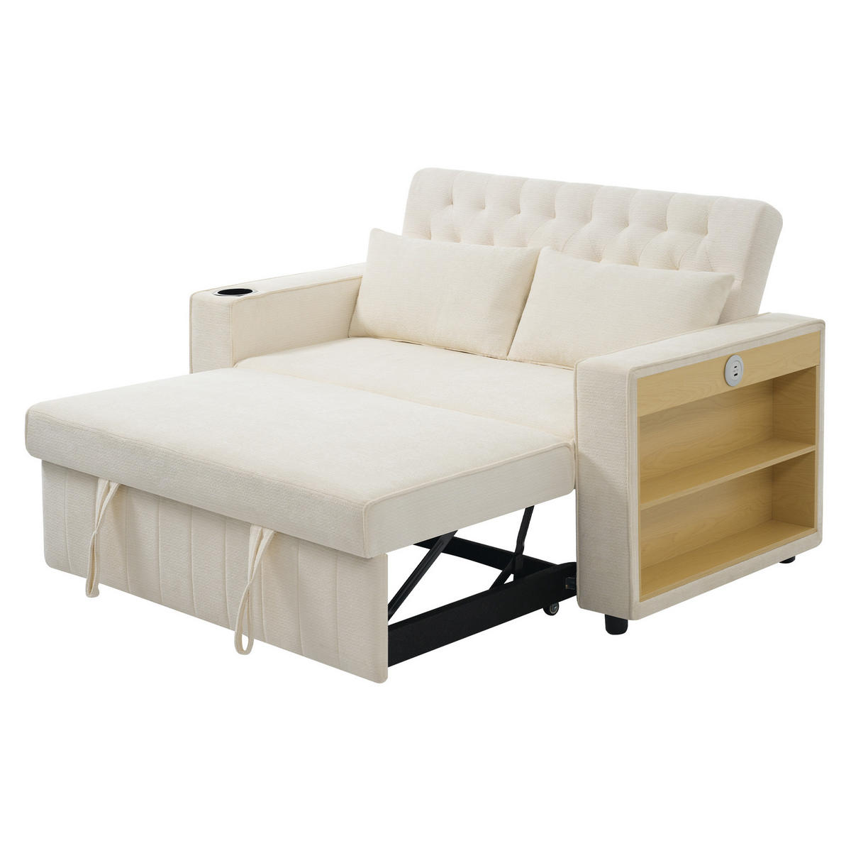 SCHLAFSOFA mit Schlaffunktion 140 x 137 x 84 cm Chenille Beige - Beige, Metall (137/84/140cm) - Meubliv