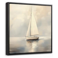 LEINWAND Bilder mit Rahmen - Segelschiff - Meer - Bewölkt - 20x20 - Creme, Textil (20/20cm) - MuchoWow