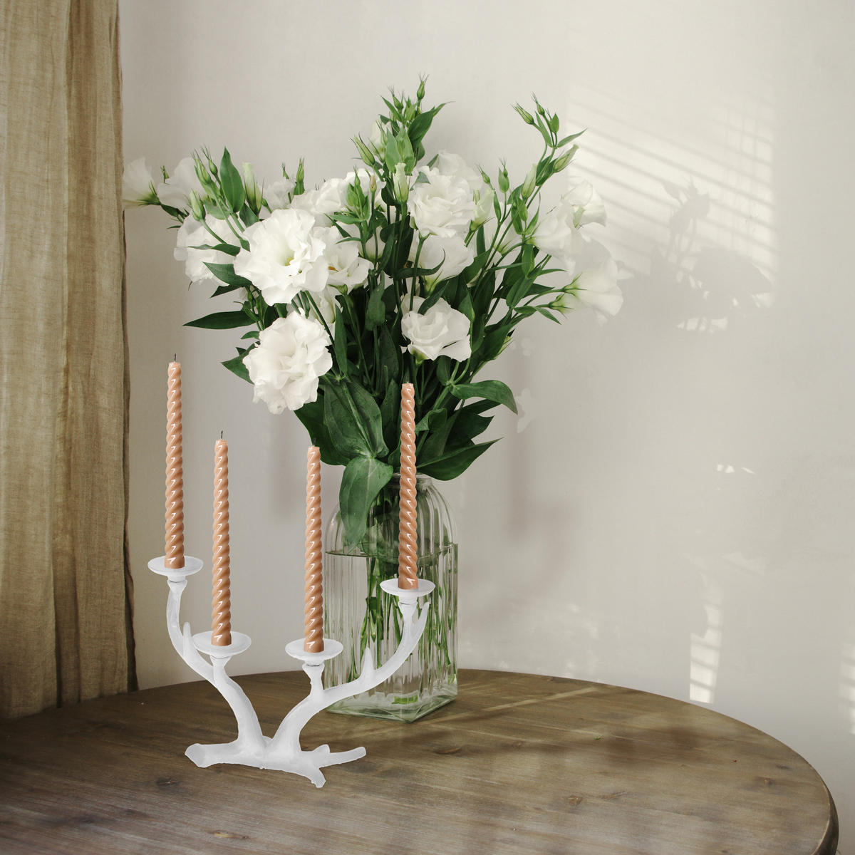 KERZENSTÄNDER - Weiß, Metall (22/13/10.5cm) - Relaxdays