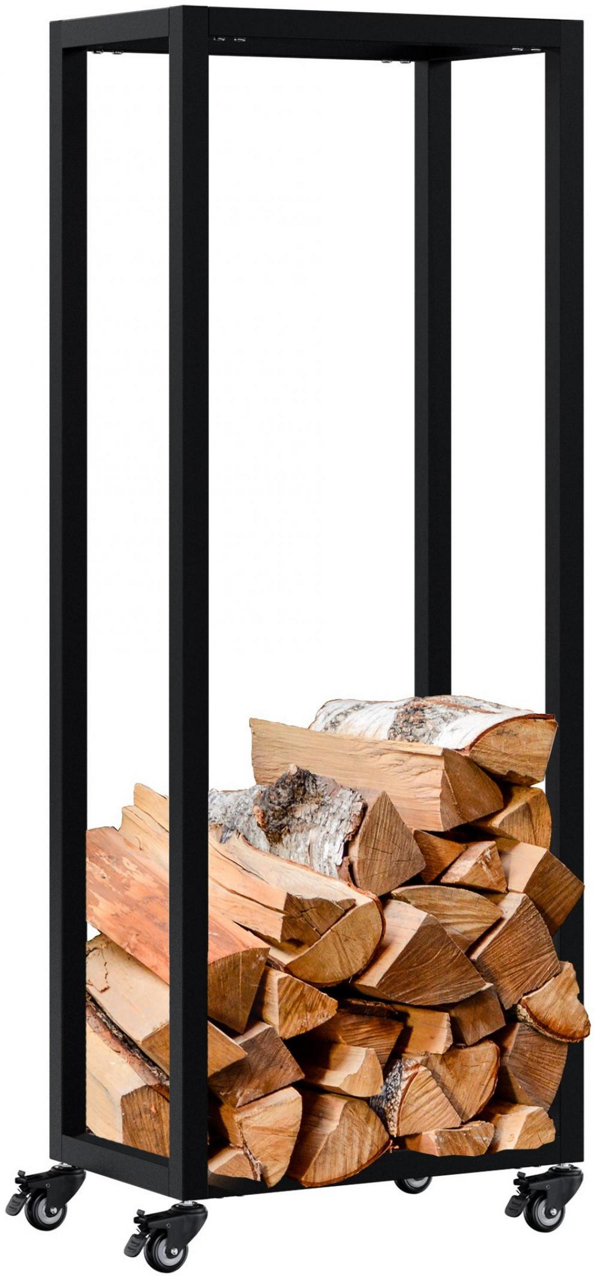 KAMINHOLZREGAL 40/25/100 cm Metall Schwarz - Schwarz, Metall (40/100/25cm) - CLP