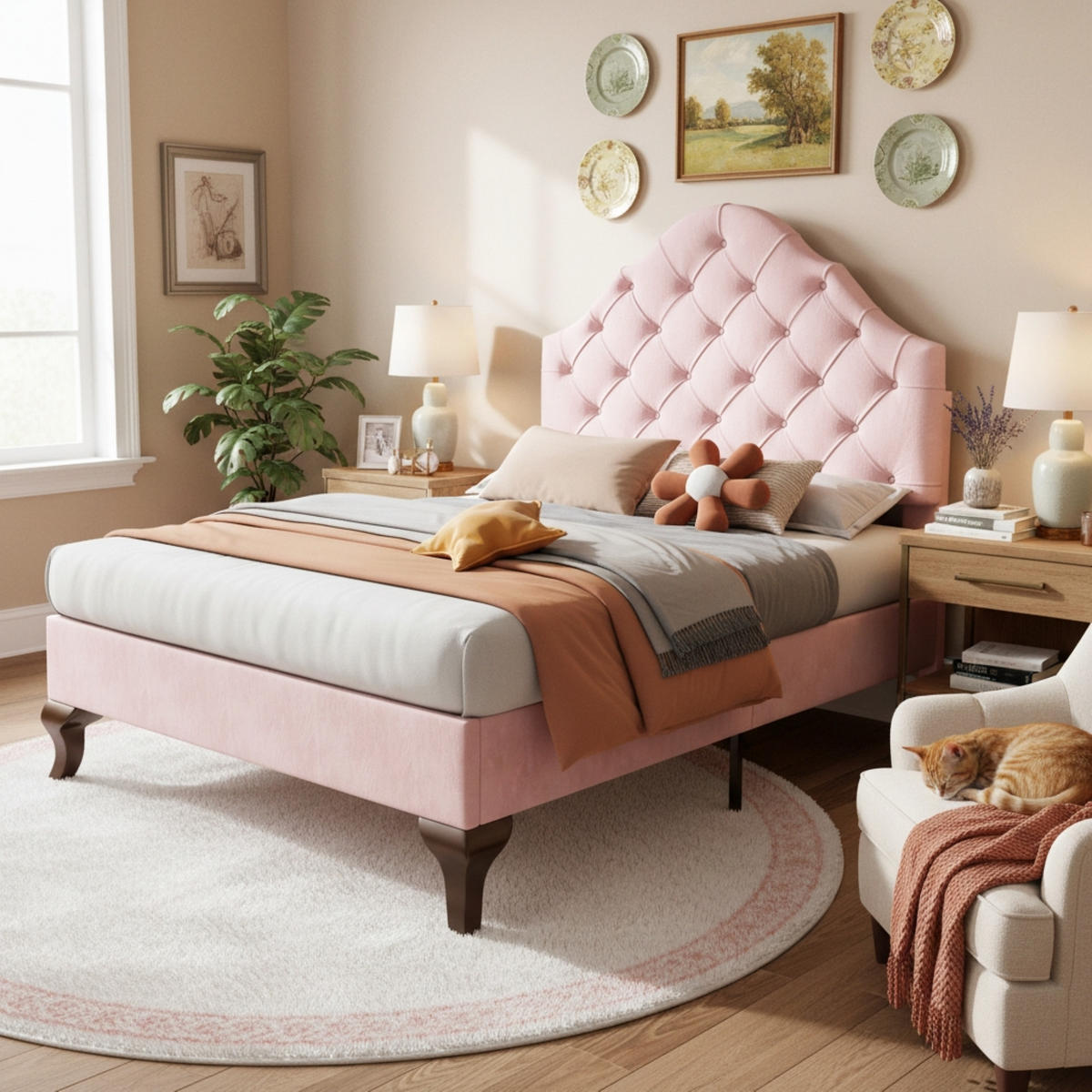 POLSTERBETT 90x200 Lattenrost Kopfteil Höhenverstellbar Samt Rosa - Pink, Textil (90/200cm) - FLIEKS