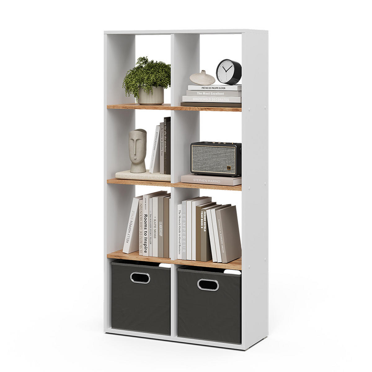 RAUMTEILER Scutum Weiß/Goldkraft Eiche 143 x 72 cm - Honigeiche/Weiß, Holzwerkstoff (143/72/29cm) - Vicco