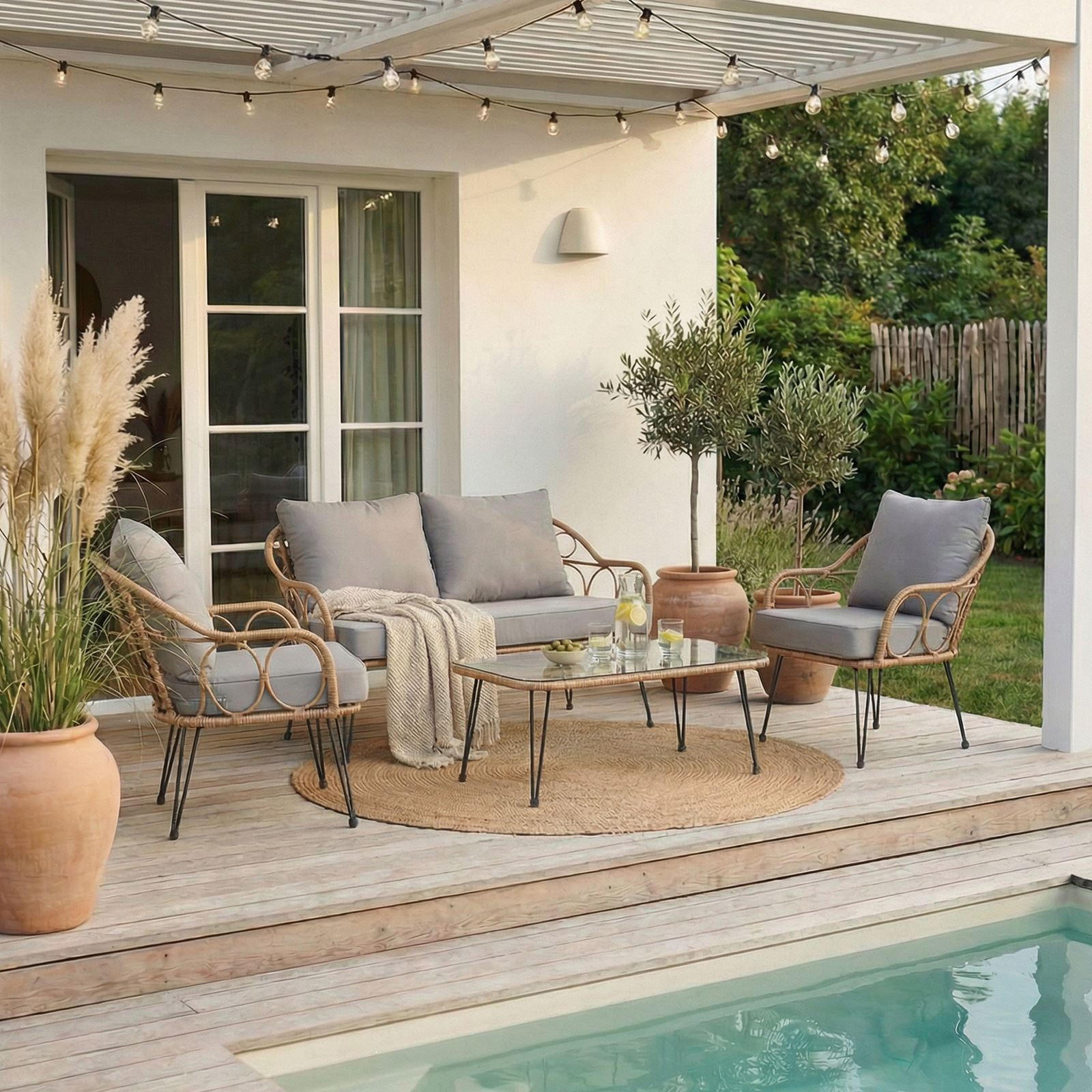 GARTENMÖBELSET CAIRO - Braun, Textil - IDIMEX