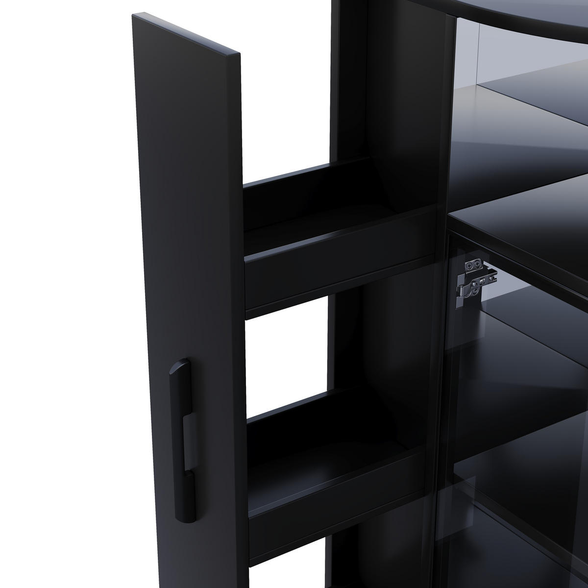 VITRINE LED ESG Glas Ausziehbar 112cm Sammlervitrine Schwarz - Schwarz, Glas (64/112/42cm) - FLIEKS