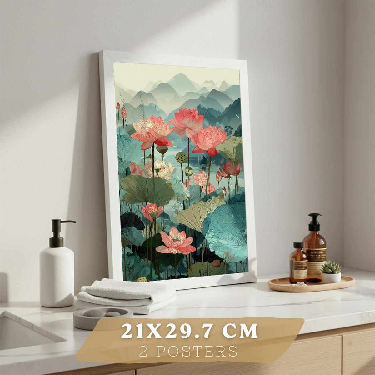 PLAKÁT Sada 2 Japon Bílý rám A4 - bílá, papír (29.7/21/3cm) - Nacnic