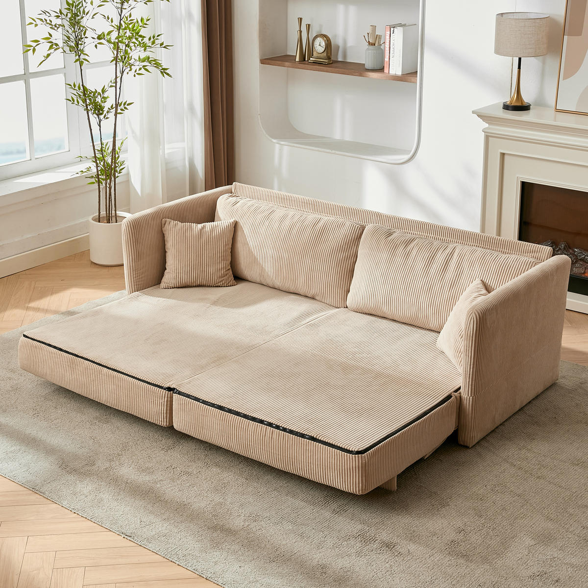 SCHLAFSOFA DE-35218 multifunktional umwandelbar Beige - Beige, Textil (88/84/182cm) - ComfortXL
