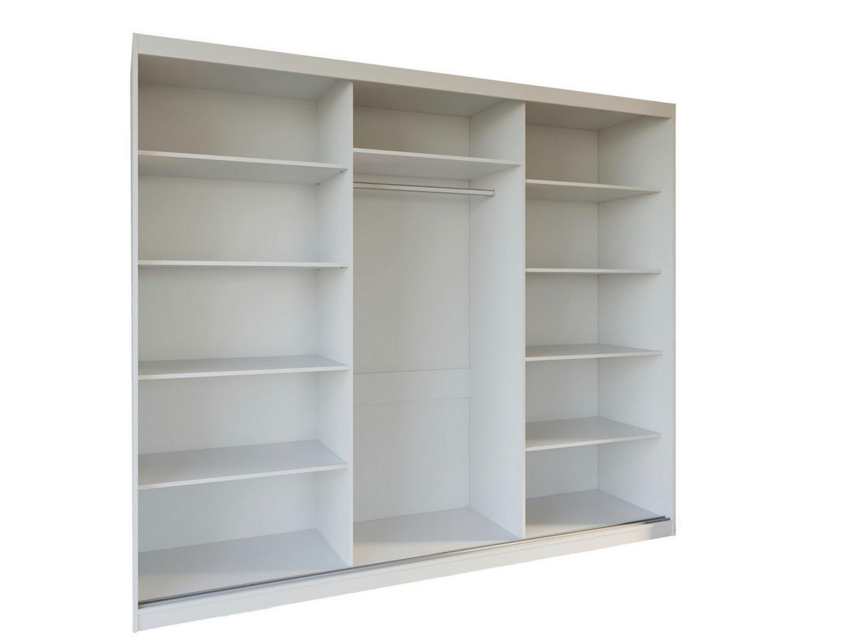 SCHWEBETÜRENSCHRANK Mirano Weiß Matt 250 cm - Weiß, Holzwerkstoff (250/215/60cm) - Ravio