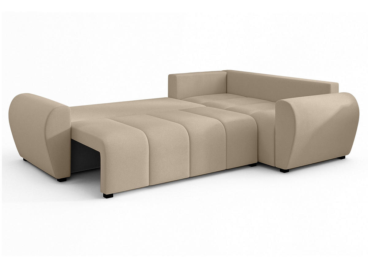 ECKSOFA L Form Malatya MAX Hellbraun 246/145/82 cm stilvolle mit Schlaffunktion R - Hellbraun/Schwarz, Kunststoff/Textil (235/175cm) - AX Living