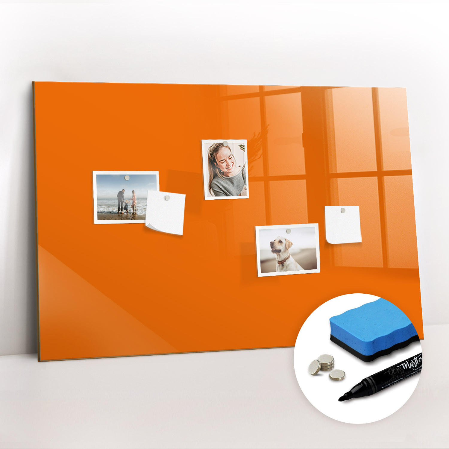 MAGNETTAFEL 90x60 Orange schwarzer Marker - Orange, Glas (90/0.4/60cm) - TULUP