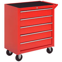 ROLLSCHRANK DE-10578 5 Schubladen, rollbar Rot - Rot, Metall (33/75/69cm) - ComfortXL