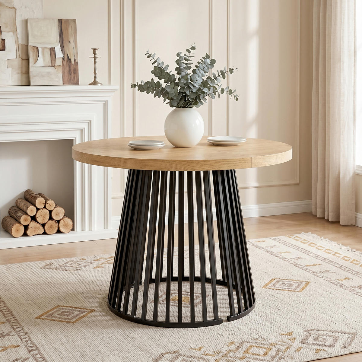 ESSTISCH Eiche Schwarz ausziehbar 100-176cm 4-8 Personen - Eichefarben, Holzwerkstoff (176/100/76cm) - FLIEKS