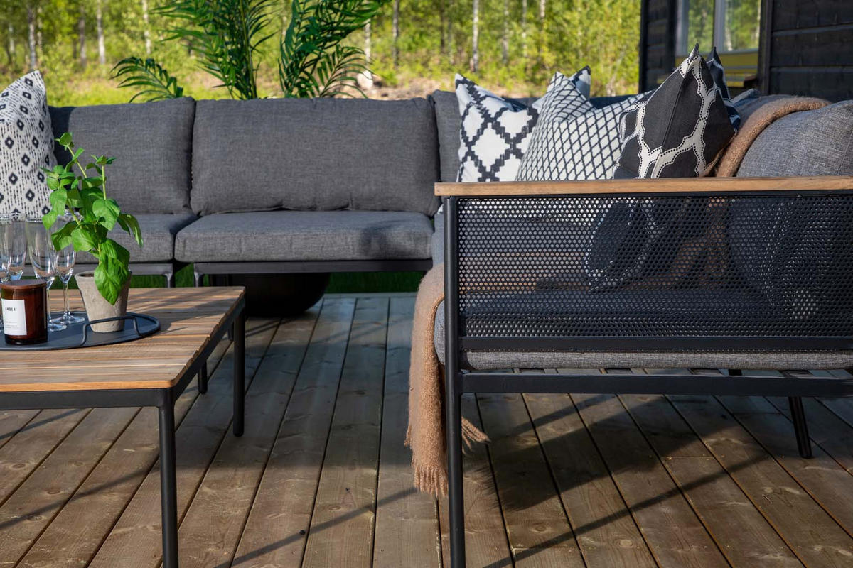 LOUNGE-SET schwarz - Schwarz, Holzwerkstoff - ebuy24