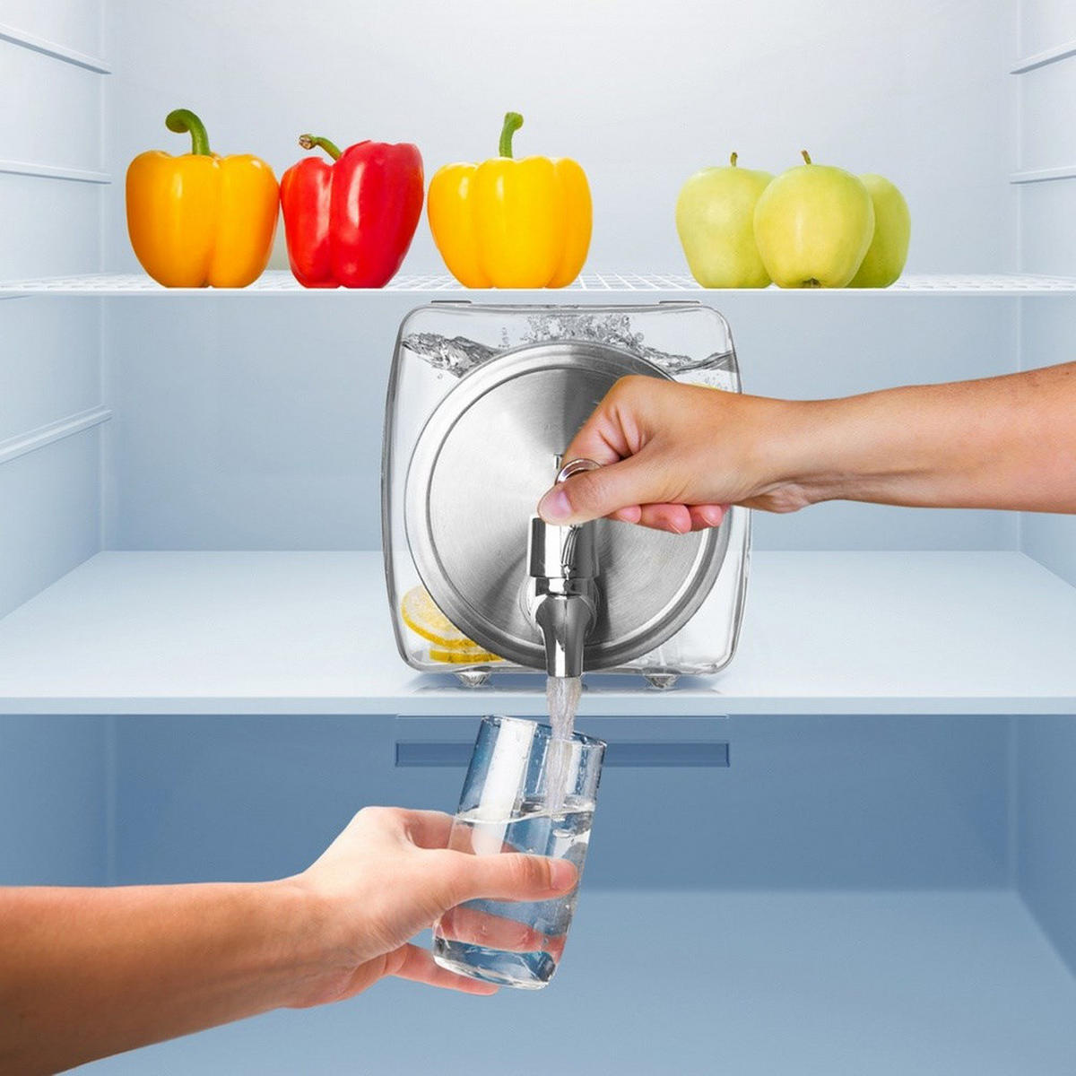 GLAS-GETRÄNKEBEHÄLTER mit Zapfhahn für den Kühlschrank 3,5 l - Transparent, Glas (32/13.5/14cm) - Orion 
