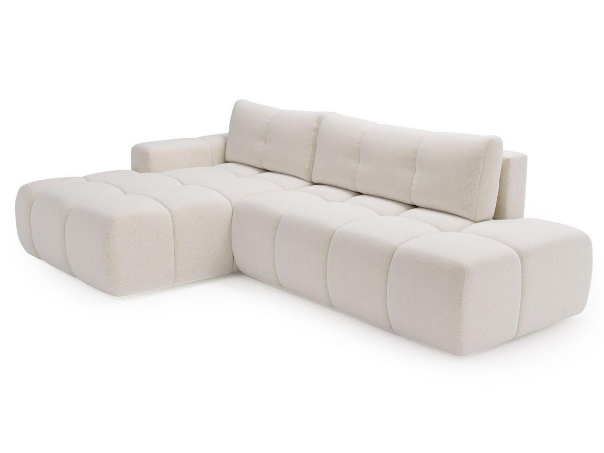 ECKSOFA Montero Bouclé-Stoff Weiß Rechts - Weiß, Holz/Textil (280/177cm) - Graingold