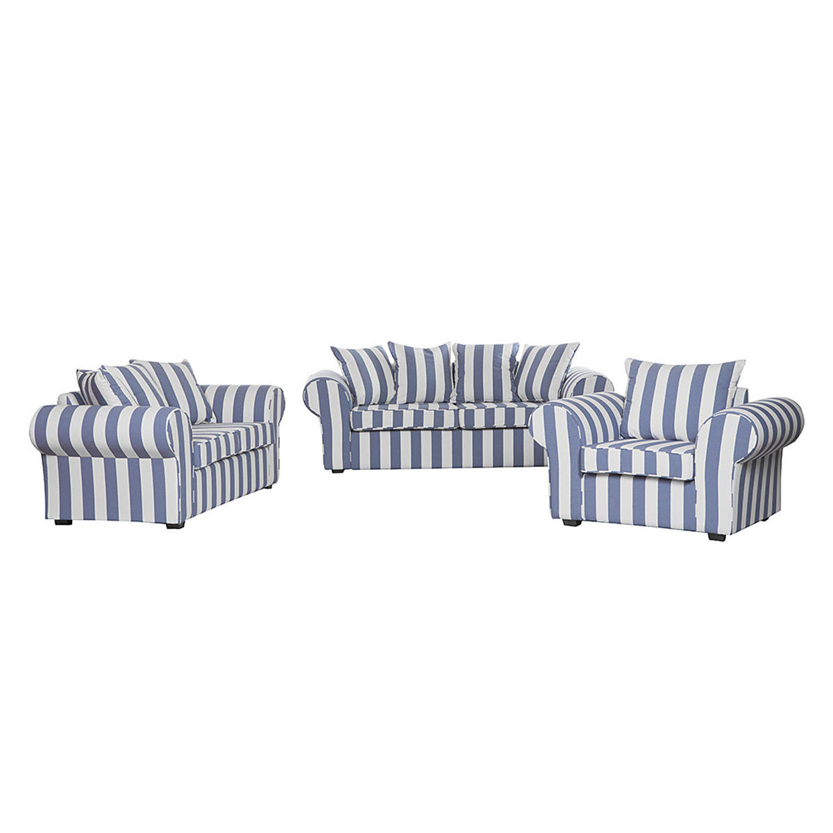 SESSEL - Webstoff - Blau gestreift - Blau, Holz/Textil (130/88/88cm) - home24