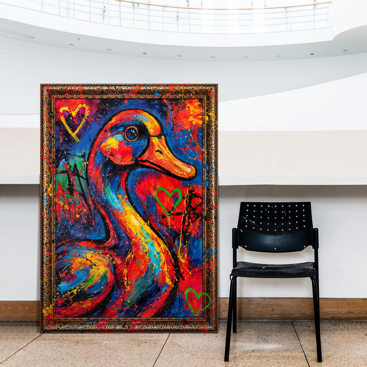 GEMÄLDE Farbrhythmus Schattenfugenrahmen Gold 120x80 cm - Goldfarben, Holz (120/80cm) - YS-art gallery
