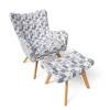 OHRENSESSEL Manhattan, Relaxsessel mit Hocker | Modern & Design, Patchwork maritime - Blau, Textil (67/50/87cm) - Supellex