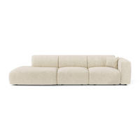 SOFA 5-Sitzer Gemusterter Samt Creme 310cm - Creme, Textil (310/73/96cm) - Sia Home
