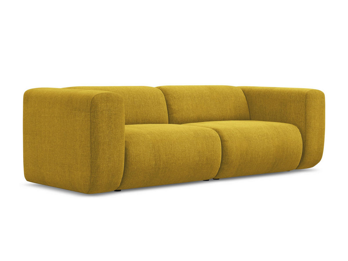 3-SITZER SOFA Chenille Stoff Gelb - Currygelb/Gelb, Kunststoff/Textil (228/70/89cm) - Makamii