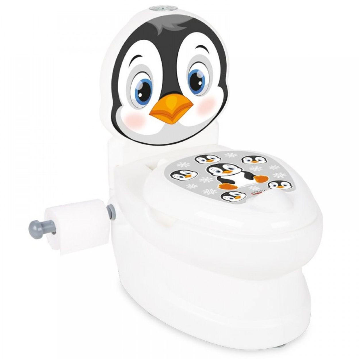 TÖPFCHEN Pinguin 07565 weiß Musik, Licht, Toilettenpapierhalter, Behälter, rutschfeste Basis - Weiß, Kunststoff (27/41cm) - Pilsan