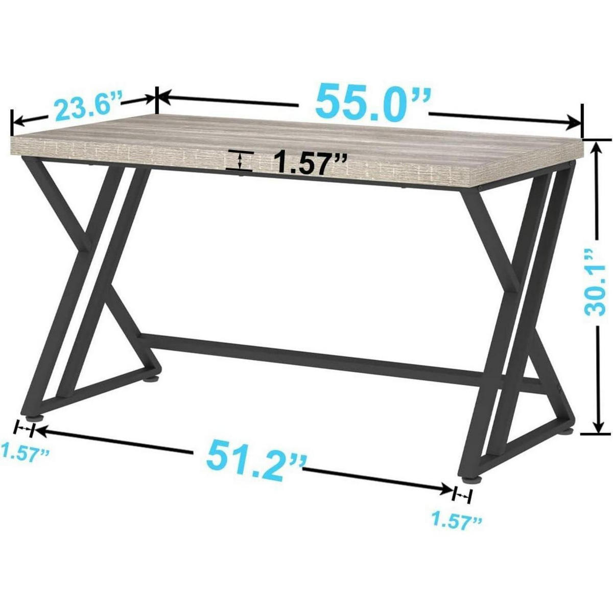 BÜROSCHREIBTISCH Grau Holz-Metall 140 x 60 x 75.5 cm - Grau, Holzwerkstoff (60/140/75.5cm)