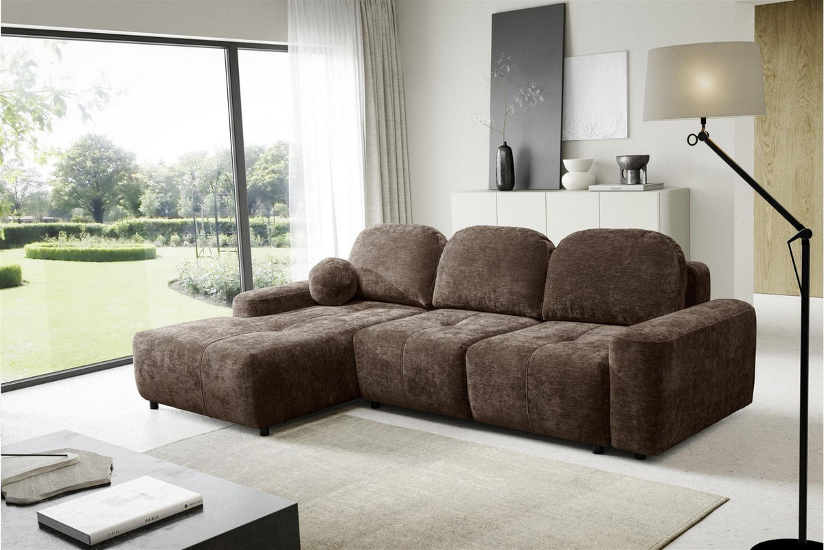 ECKSOFA Argos In Vibe - Braun, Holzwerkstoff/Textil (170/267cm) - Fun Möbel