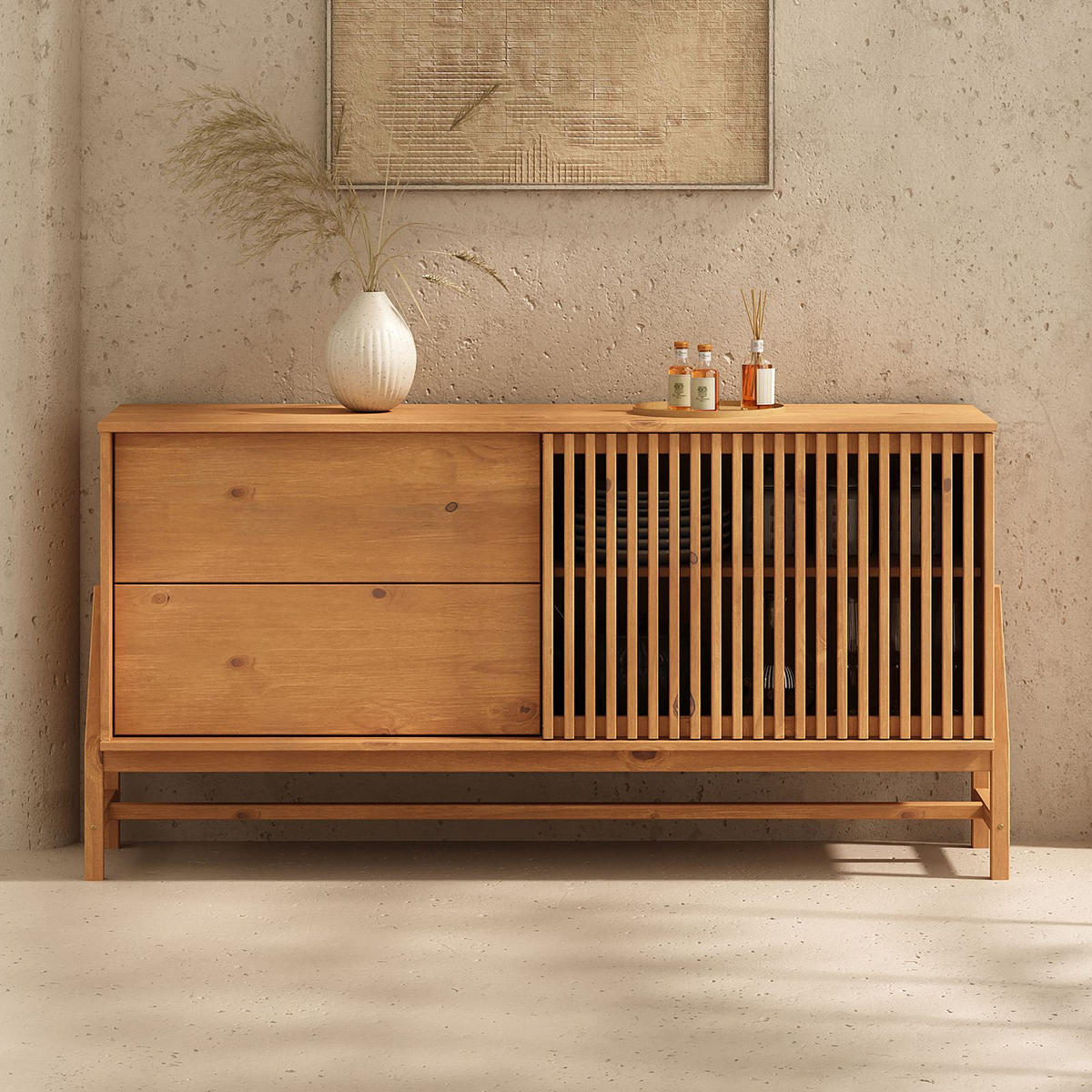 SIDEBOARD ADAMO Eiche - Eichefarben, Holz (145/75/41cm) - IDIMEX