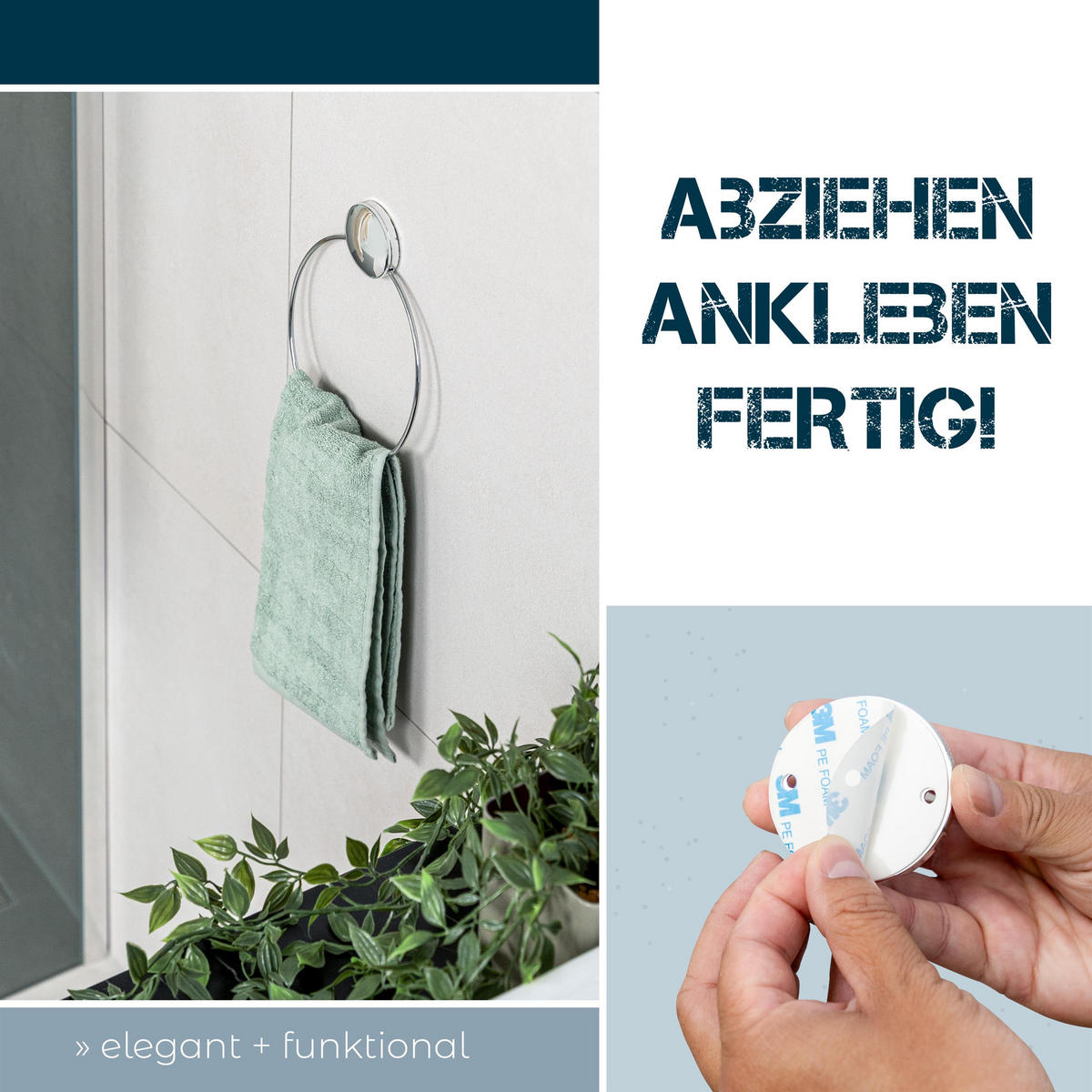 HANDTUCHRING MOON-LOC - Edelstahlfarben, Metall (20.4/2/20.4cm) - bremermann